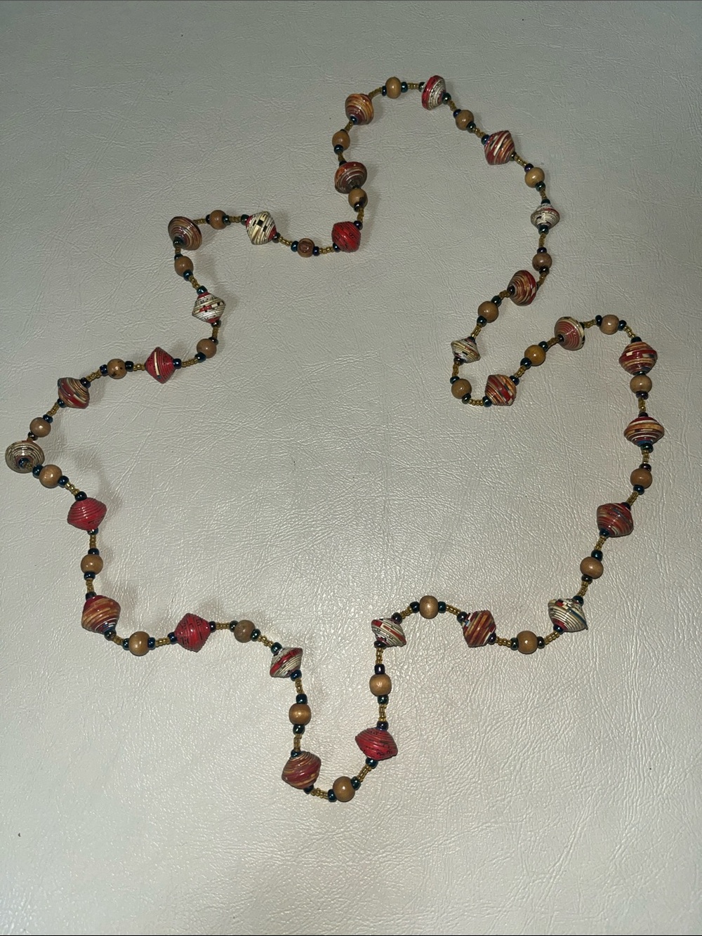 Handcrafted Red & Brown shell Beaded Long Necklace